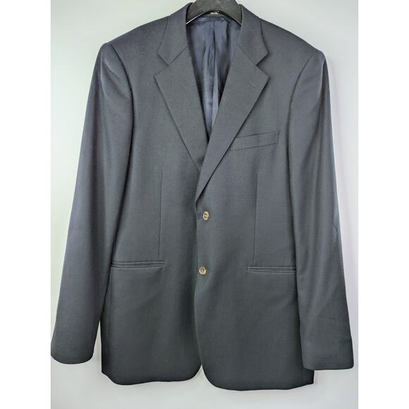 John W Nordstrom Loro Piana Super 120s Blazer Mens 44L Navy Button Dual Vent - Picture 1 of 8